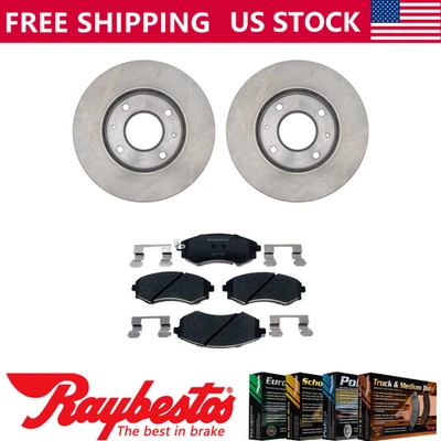 Kit de rotores de freno delanteros + pastillas metálicas y herrajes para Hyundai Elantra 1998 Foto 1 de 4