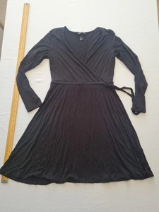 Ladies V Neck Skater Dress H&M Size S Black Long Sleeve 31411 - Picture 1 of 15