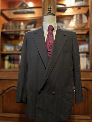 Traje Gianni Versace Vintage Años 90 Gris Rayas Doble Pecho Lana 44R 37x34 Foto 1 de 4