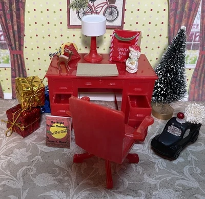 ESCRITORIO RENWAL CON SILLA Y ACCESORIOS Muebles Vintage Casa de Muñecas Ideal 1:16 Foto 1 de 4