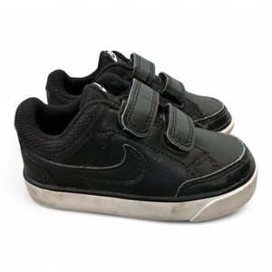 Nike Capri 3 TD Leather Black White Sneaker Shoes Hook & Loop 6C Toddler - Picture 1 of 6