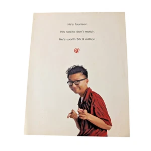 Rare 1990s Dot Com Era Tech Millionaire Kid Promotional Print - Vintage Internet - Picture 1 of 2