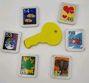 Replacement KEY and 6 STAMPS for Melissa & Doug Stamp and Sort Mailbox Yellow - Bild 1 von 5