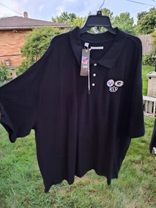 Cutter & Buck Black NFL Super Bowl XLV Steelers vs. Packers Polo, Sz. 5XL Black - Picture 1 of 8