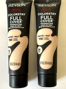 Revlon Colorstay Full Cover Foundation Matt 110 Ivory 24 Hrs 1.0 Fl oz Lot of 2 - Picture 1 of 6