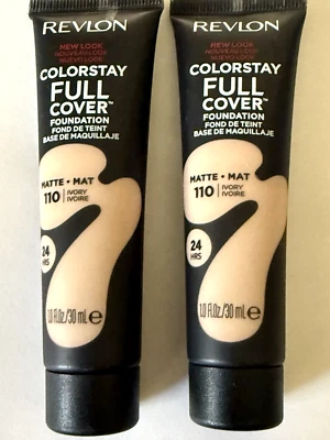 Revlon Colorstay Full Cover Foundation Matt 110 Ivory 24 Hrs 1.0 Fl oz Lot of 2 - Image 1 of 4