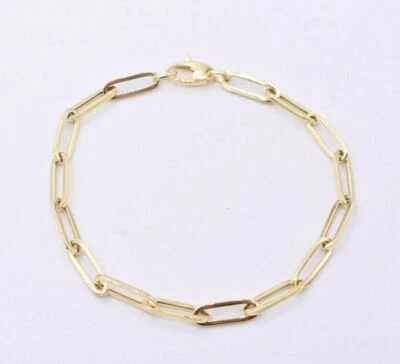 Pulsera de eslabones con clip de 4,5 mm de oro amarillo real de 10K TODOS LOS TAMAÑOS Foto 1 de 4