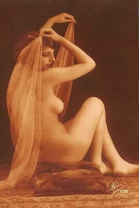 French Total Nude Color A Reproduction of a 1920 Postcard PC111 Free Ship! - Picture 1 of 9