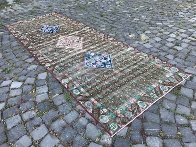 Alfombra antigua turca alfombra bohemia alfombra Oushak alfombra vintage alfombra de lana hecha a mano Foto 1 de 4