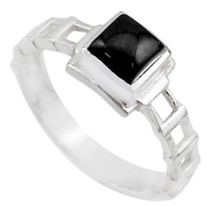 Celebration Sale 1.45cts Solitaire Natural Black Onyx Ring Size 9.5 T60501