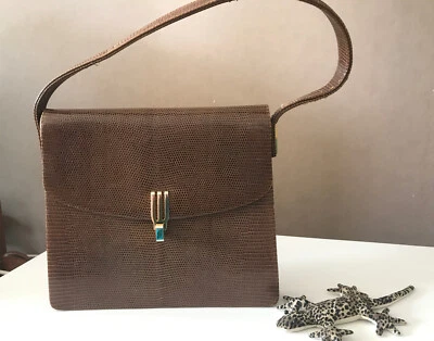 Sac à main en Cuir effet Lézard - Vintage - Année 60' - Photo 1/4