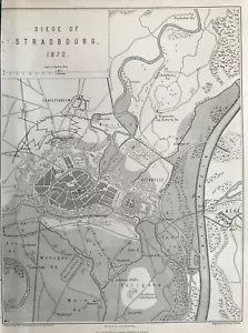 Mapa antiguo de 1875; asedio de Estrasburgo 1870, guerra franco-prusiana: Walker/Hozier - Imagen 1 de 2