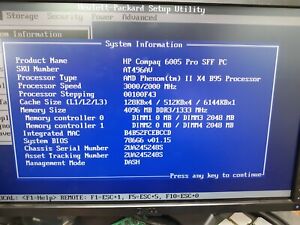 Motherboard HP Compaq Pro 6005 SFF AMD Phenom II x4 B95 @  3.0 GHz + 4 GB RAM 