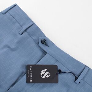 Sartore NWT US Size 36 Light Blue Wool Blend Dress Pants Flat Front