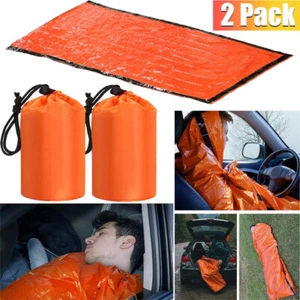 2× Waterproof Thermal Emergency Sleeping Bag For Survival Hiking Camping Outdoor - Picture 1 of 13