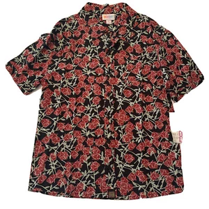 NWT Kids Lularoe Thor Size 8 Red Roses, short sleeve button down HTF - Picture 1 of 5