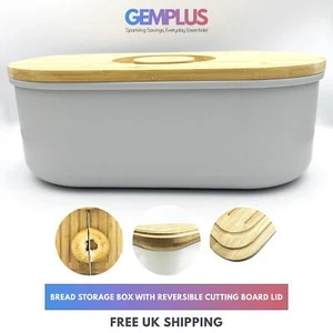 GEM+ | Bread Storage Bin Box with Eco Bamboo Cutting Board Lid Large Space GREY - Picture 1 of 6