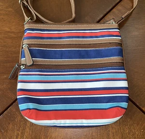 Borsa a mano donna CROFT & BARROW TRACOLLA AMERICANA STRIPE, multi $39 rara - Foto 1 di 12