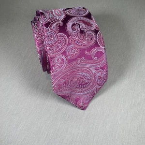 Ike Behar Herren Krawatte Rosa Rot Blau Paisley Muster 59" 100% Seide Hergestellt in den USA - Bild 1 von 3