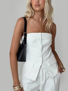 Top sin tirantes Princess Polly para mujer Change It Up blanco talla US 10 nuevo - Imagen 1 de 5