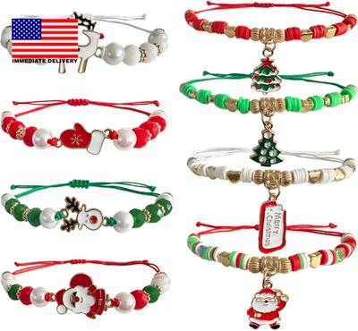 8 piezas Pulseras de Navidad para Mujer Regalos Feliz Navidad En Julio Decoraciones Hol Foto 1 de 4