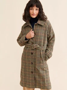 NEU ANTHROPOLOGIE SUNCOO PARIS EVAN KARIERT WOLLE KARIERT Balmakaan MAXIMANTEL BRANDNEU L - Bild 1 von 11