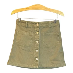 Minigonna verde oliva cielo e passero bottoni tasche anteriori casual taglia 3 - Foto 1 di 6