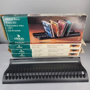 4 vintage Eldon CD Flip Racks - każdy stojak mieści 24 płyty CD - nowy - otwarty box - Zdjęcie 1 z 13