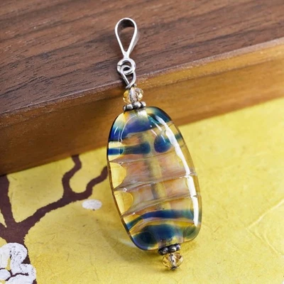 复古纯银 925 手工吊坠 带手工玻璃 — 第 1/4 张图片