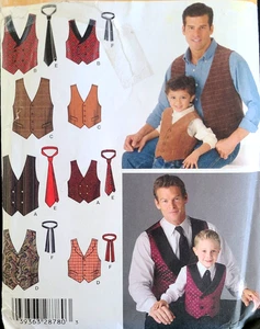 UC Simplicity 4762 Sew Pattern Men Boy Wedding Formal Western Vest Bow Neck Ties - Picture 1 of 4