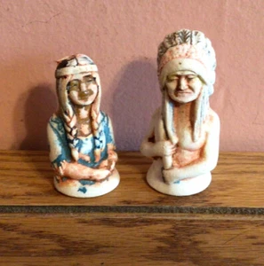 Vintage Native Indian salt and pepper shakers Very Old! Unmarked Sandstone ? - Picture 1 of 11