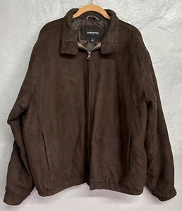 London Fog Men's Brown Faux suede jacket Quilt Lined Zipper Works Size Large - Picture 1 of 8