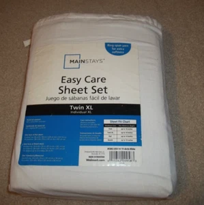 NEW Twin XL Size Sheet Set Mainstays - White Dorm Bed size 200 Thread Count - Picture 1 of 3