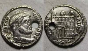Rare genuine Ancient Roman coin pendant Constantius Chlorus Argenteus Camp-gate - Picture 1 of 4