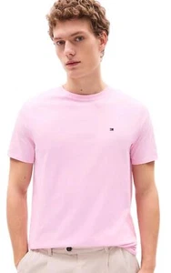 TOMMY HILFIGER Men's Flag Regular Fit Crew Neck T-Shirt, ClassicPink, L - Picture 1 of 5