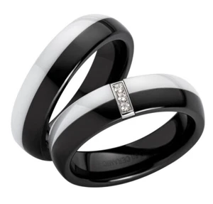 Anillo anillos de amistad anillos de pareja anillos de compromiso anillo de bodas acero inoxidable cerámica - Imagen 1 de 7