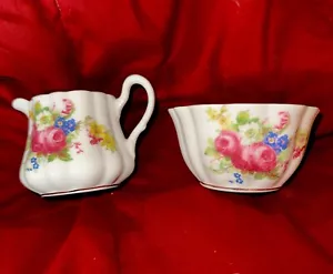 Royal Stuart Spencer Stevenson Fine Bone China Sugar And Creamer Rose N Flowers - Picture 1 of 15