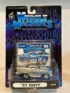 Muscle Machines 57 chevy Silver with blue flames - Picture 1 of 1