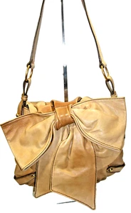 Yves Saint Laurent Gradient Tan Leather Chevre Large Bow Hobo Shoulder Bag NrMnt - Picture 1 of 16