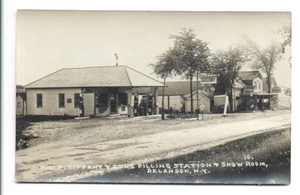 RPPC-TIFFANY & SONS SOCONY FILLING,GAS STATION & SHOW ROOM~DELANSON,NY - Picture 1 of 2
