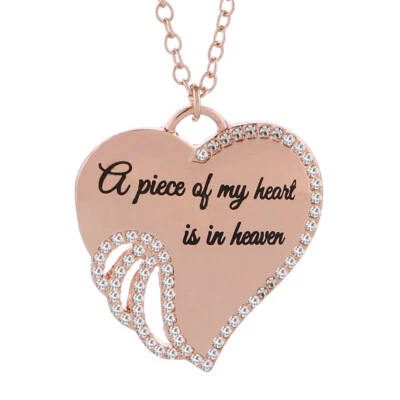 Collar de recuerdo colgante conmemorativo corazón ángel alas A Piece of My Heart Has Wings Foto 1 de 4