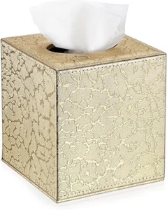 PU Leather Household Office Cube Tissue Paper Holder Box Cover Faux Leather - Picture 1 of 7