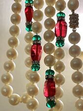 vintage gripoix Paris necklace Beautiful Red Glass Pearl Long Necklace