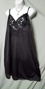 VENTURA Black Nightgown Sexy Short w/Lace Plus Size 3X 54" Bust - Picture 1 of 5