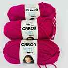 Caron Simply Soft Party Yarn Lot 0F 3 Fuchsia Sparkle Dark Pink Metallic #4 Med