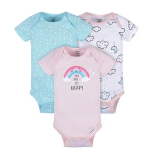 Baby Girl Lot of 3 Onesies You Are My Happy Clouds Stars NWT Gerber Cotton - Picture 1 of 1