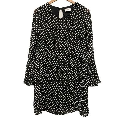 Mini Vestido Everly Para Mujer Pequeño Blanco Negro Lunares Manga Campana Columpio Foto 1 de 4