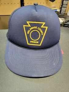 Vintage Delaware County Gefängnis Trucker Stil Mütze Druckknopflasche - Bild 1 von 6