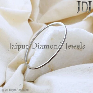 925 Silver Jewelry Natural Garnet Gemstone Minimalist Gift Jewelry Sleek Bangle - Picture 1 of 8