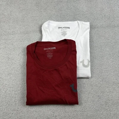 LOT OF 2 True Religion Men's XL T Shirt Undershirts Crew Neck White Red Logo - Image 1 of 4